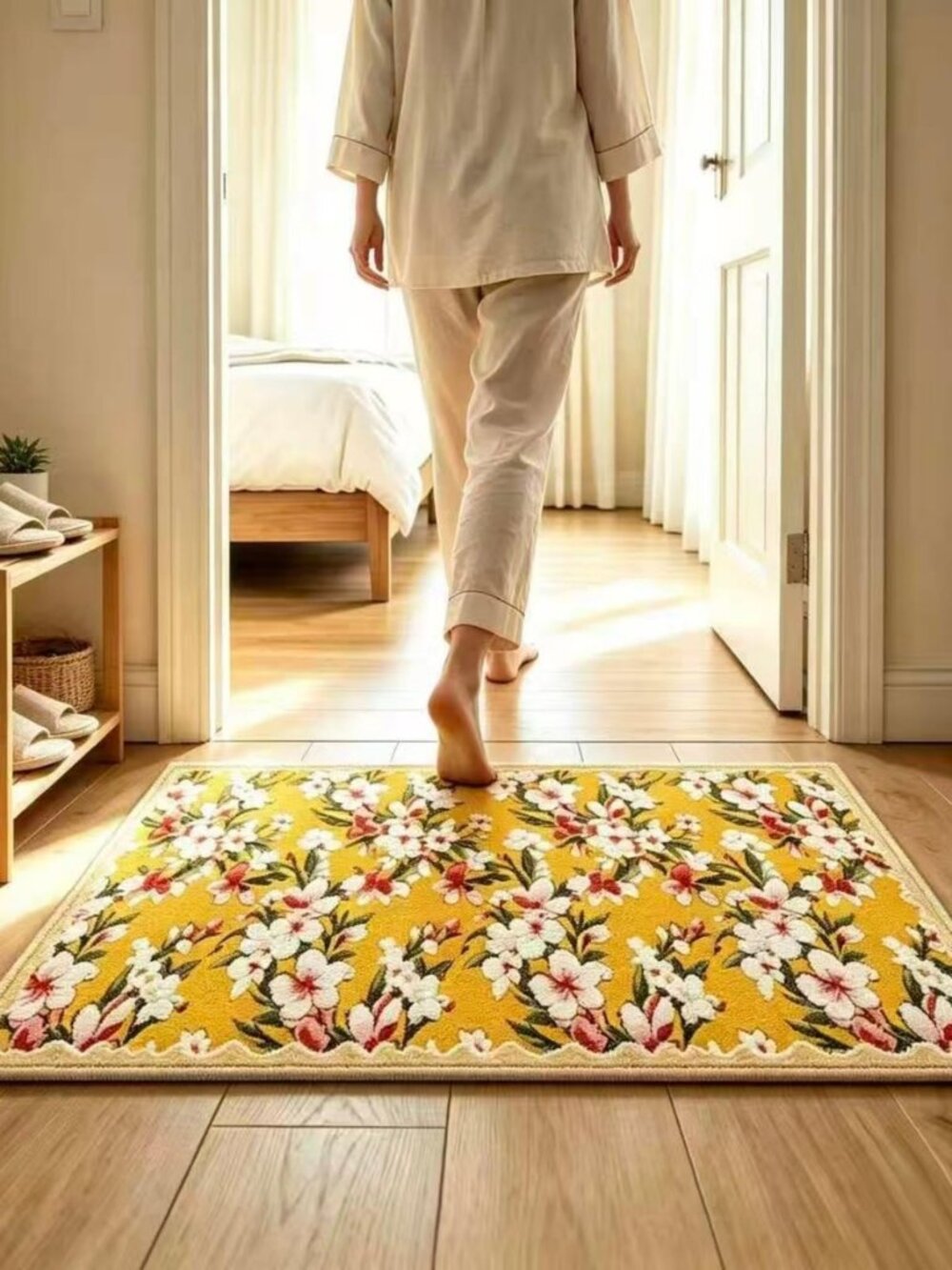 Indoor Rugs for Entryway 2x3 Yellow Cottage Core Floral Door Mat
